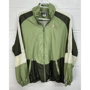 Champion Track‎ Jacket Green Colorblock Windbreaker / Men's XL